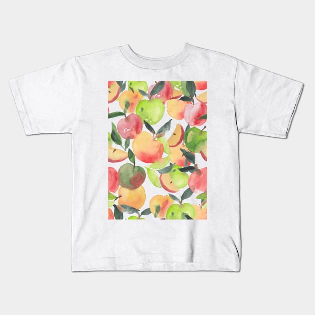 Apples Pattern Kids T-Shirt by Gush Art Studio 1